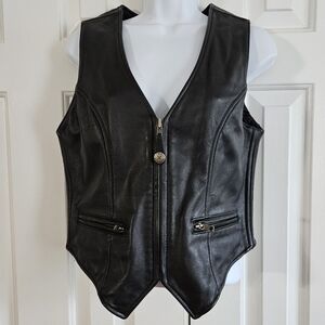 XPERT Performance Gear Womens Leather Motorcycle Vest Thick S EUC Black Rocker